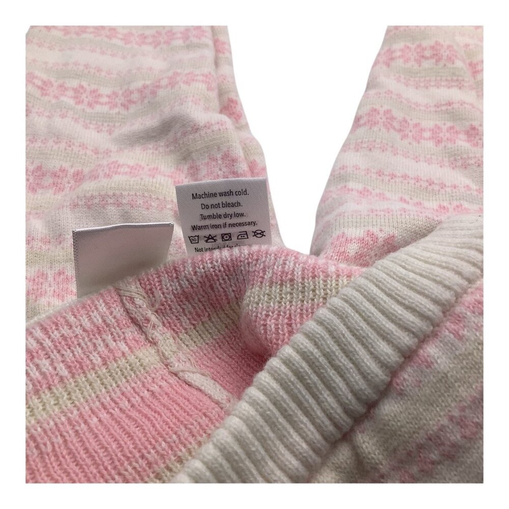 Gymboree Sweater Knit Pants Baby Girl 18-24M Pink & White Nordic Pattern Cotton - Picture 4 of 7